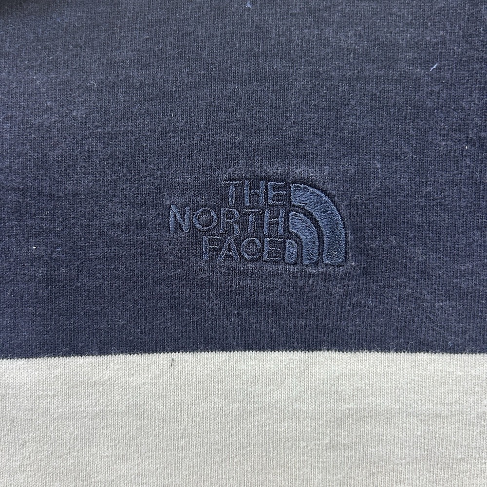 The North Face Rugby Polo Mens XXL Navy Ivory Striped Long Sleeve Cotton Shirt - Picture 3 of 12